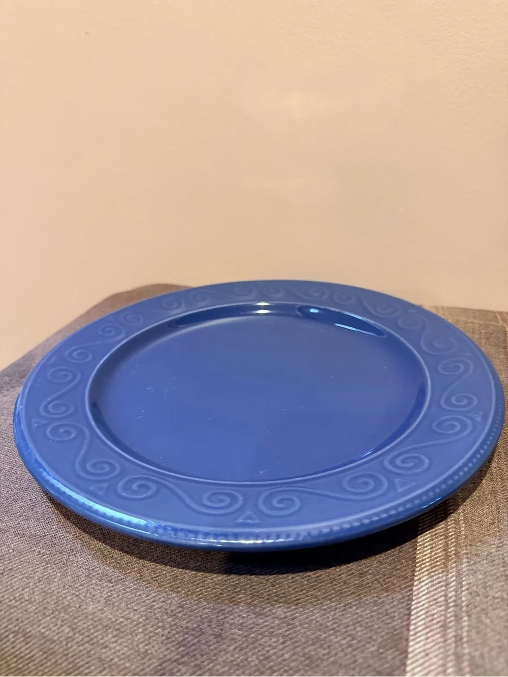 Pier 1 Deep Blue 13” Ceramic Charger with Scroll Detail